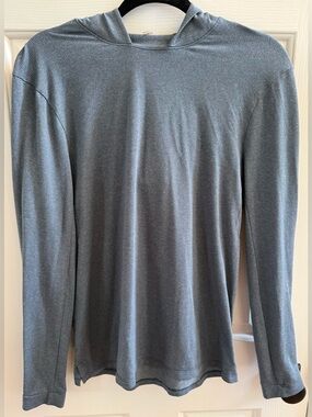 Blue Gray Lululemon Long Sleeve Hooded Pullover Shirt Men's Small